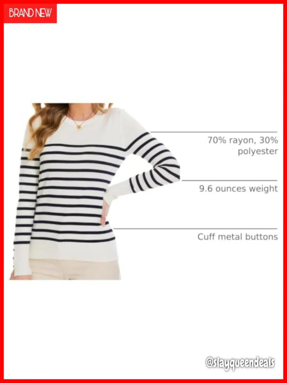 Lightweight Long Sleeve Crew Neck Striped Knit Pullover Sweater